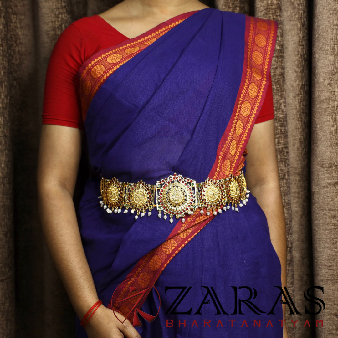 Bharatanatyam Dance Jewellery - RG Kemp Round Flower Hip Belt (Ottiyanam) image 1