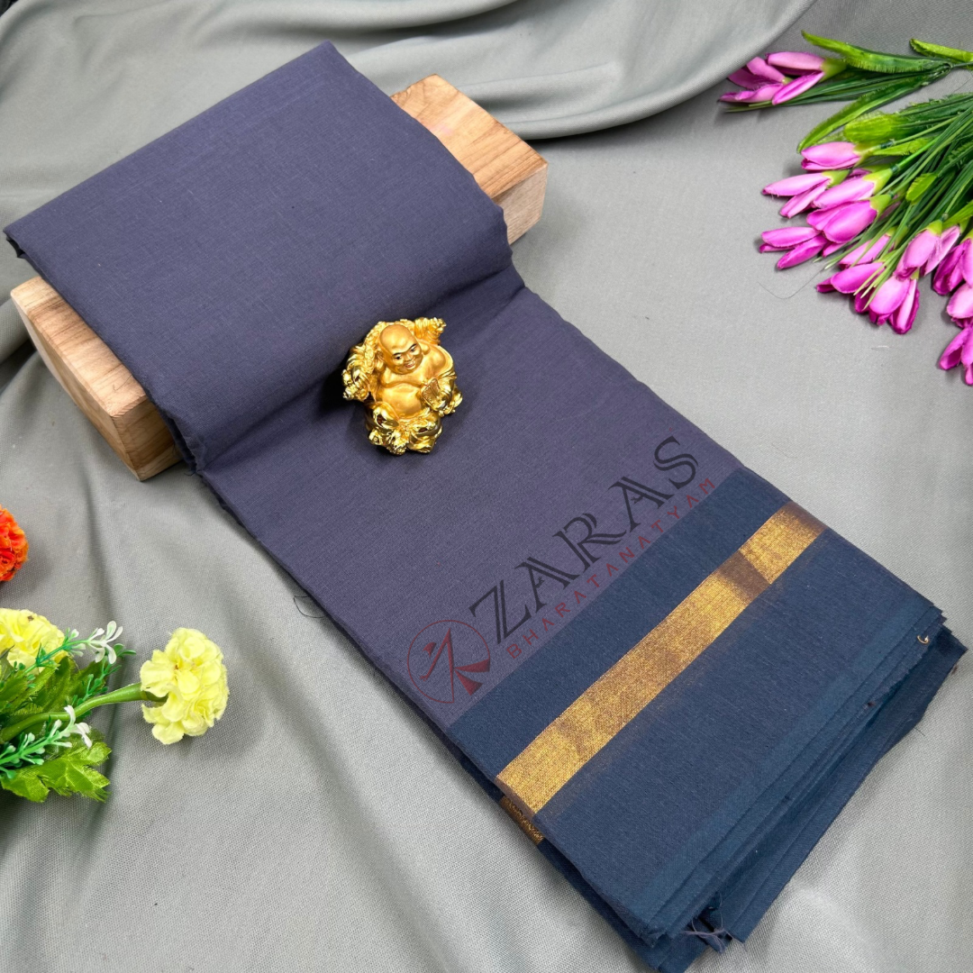 Bharatanatyam Dance Practice Saree - Grey with D Grey Plain Border image 0