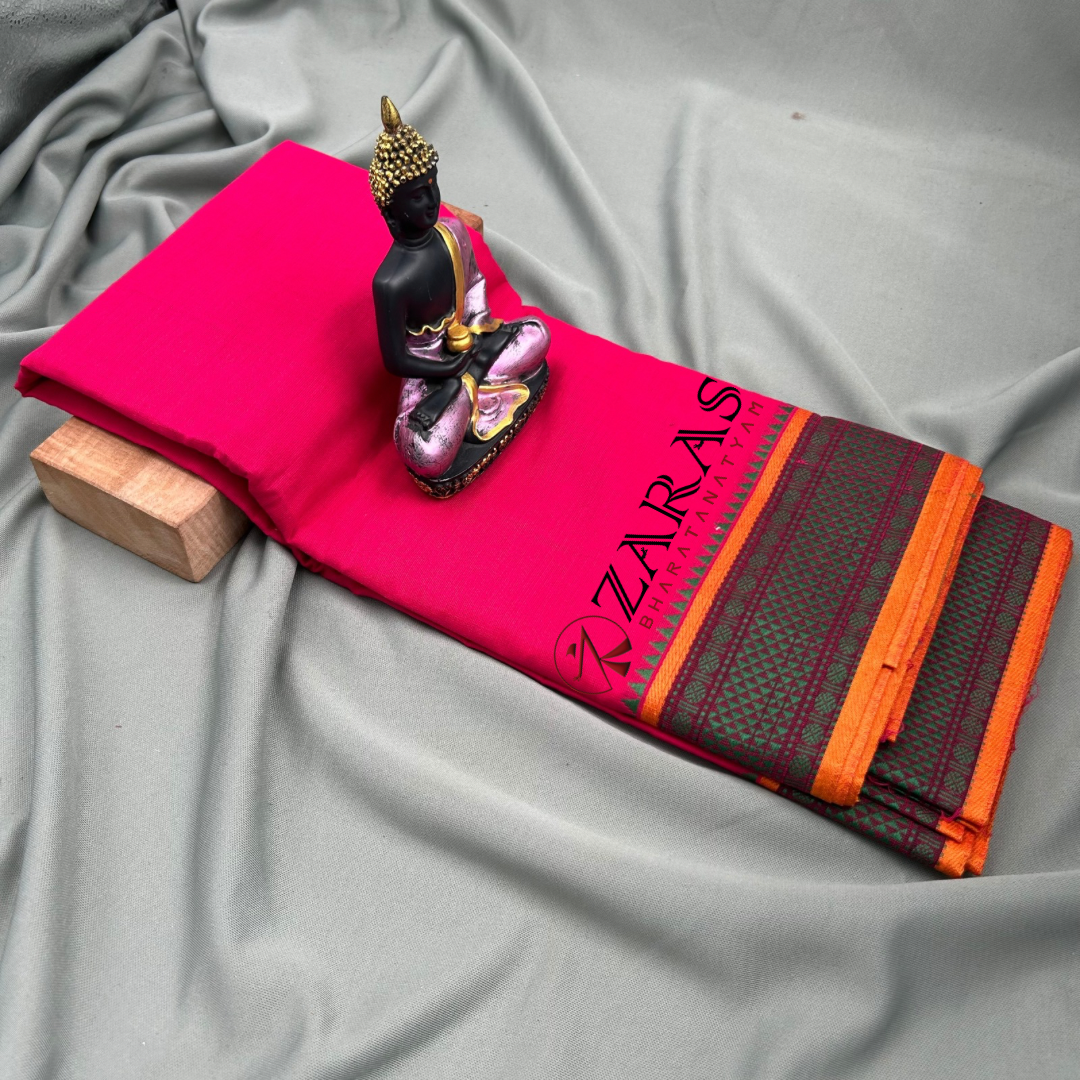 Bharatanatyam Dance Practice Saree - Pink Green Diamond Double Coin image 1