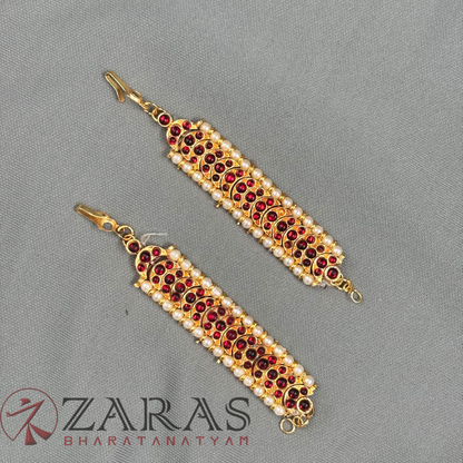 Bharatanatyam Dance Jewellery - Moon Design Red Kemp Maatal B image 2