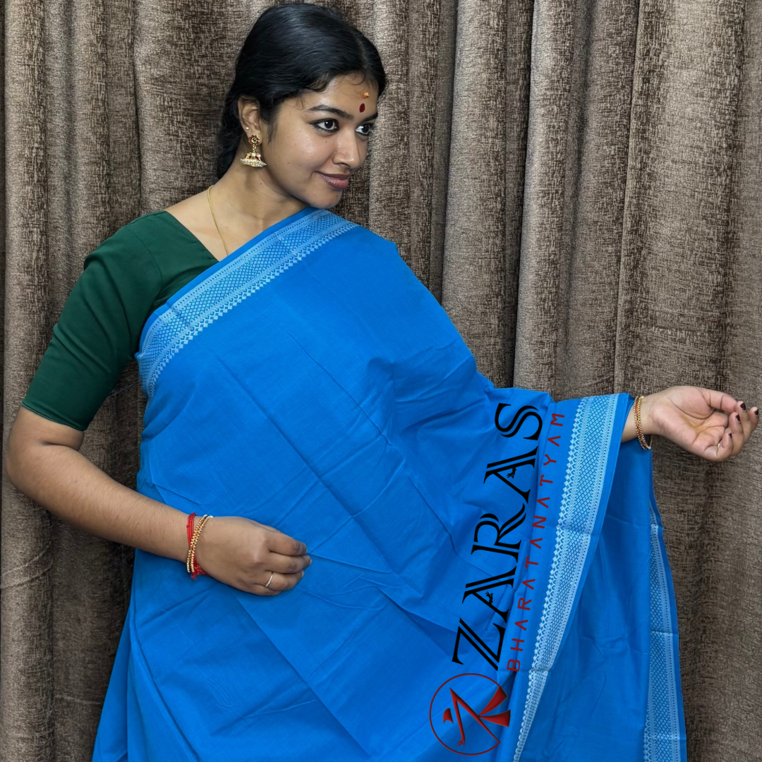 Bharatanatyam Dance Practice Saree - Blue White S Gopuram Diamond image 0