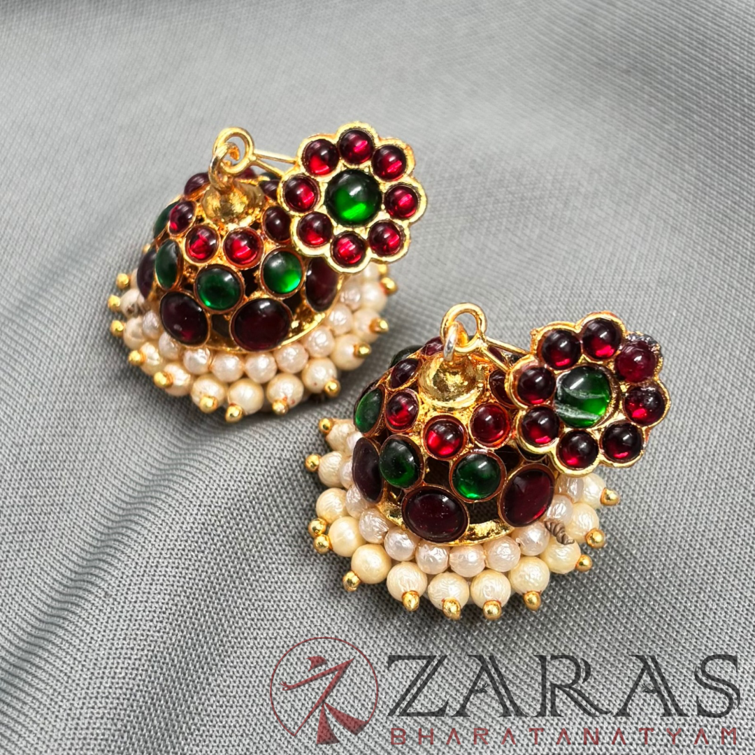 Bharatanatyam Dance Jewellery - 3L RG Kemp Jimiki with Kammal Gu image 2