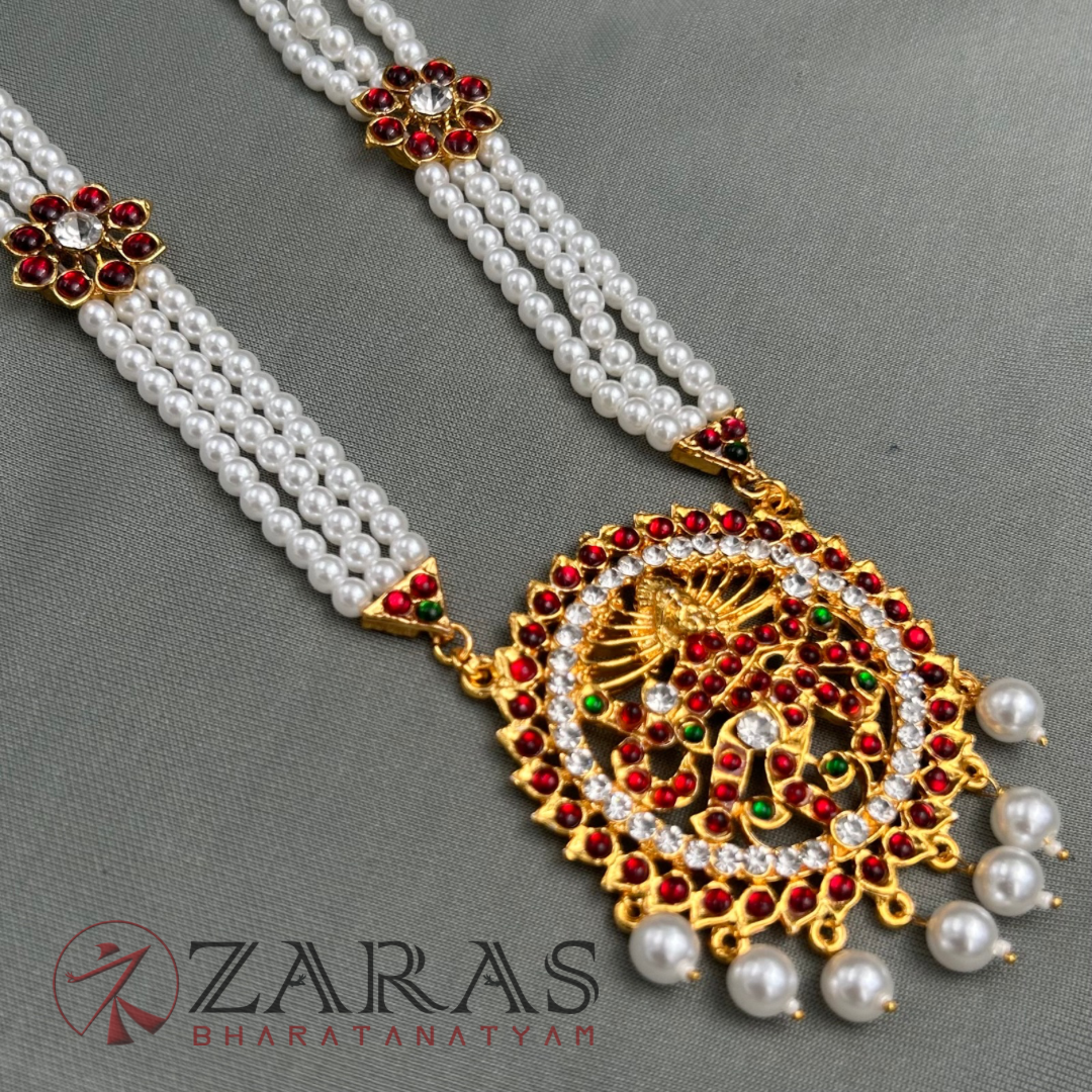 Bharatanatyam Dance Jewellery - Nadaraj 3 Lines Beads FL RG Kemp CS image 3