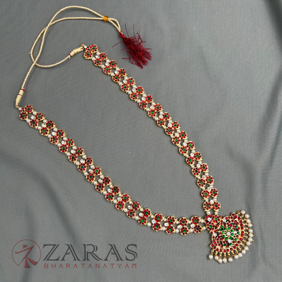 Bharatanatyam Dance Jewellery - Double Manga Pearls RG Kemp CS Haaram / Long Chain image 2