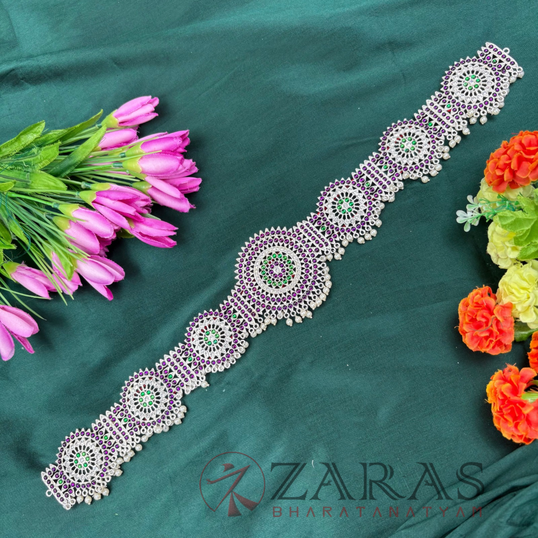Bharatanatyam Dance Silver Jewellery - Round Kuchi PG Kemp Hip Belt CS (Ottiyanam) image 0