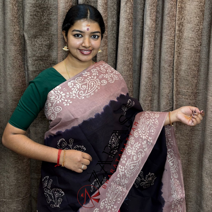 Bharatanatyam Dance Practice Saree - Black with D Beage Bandini Saree image 0
