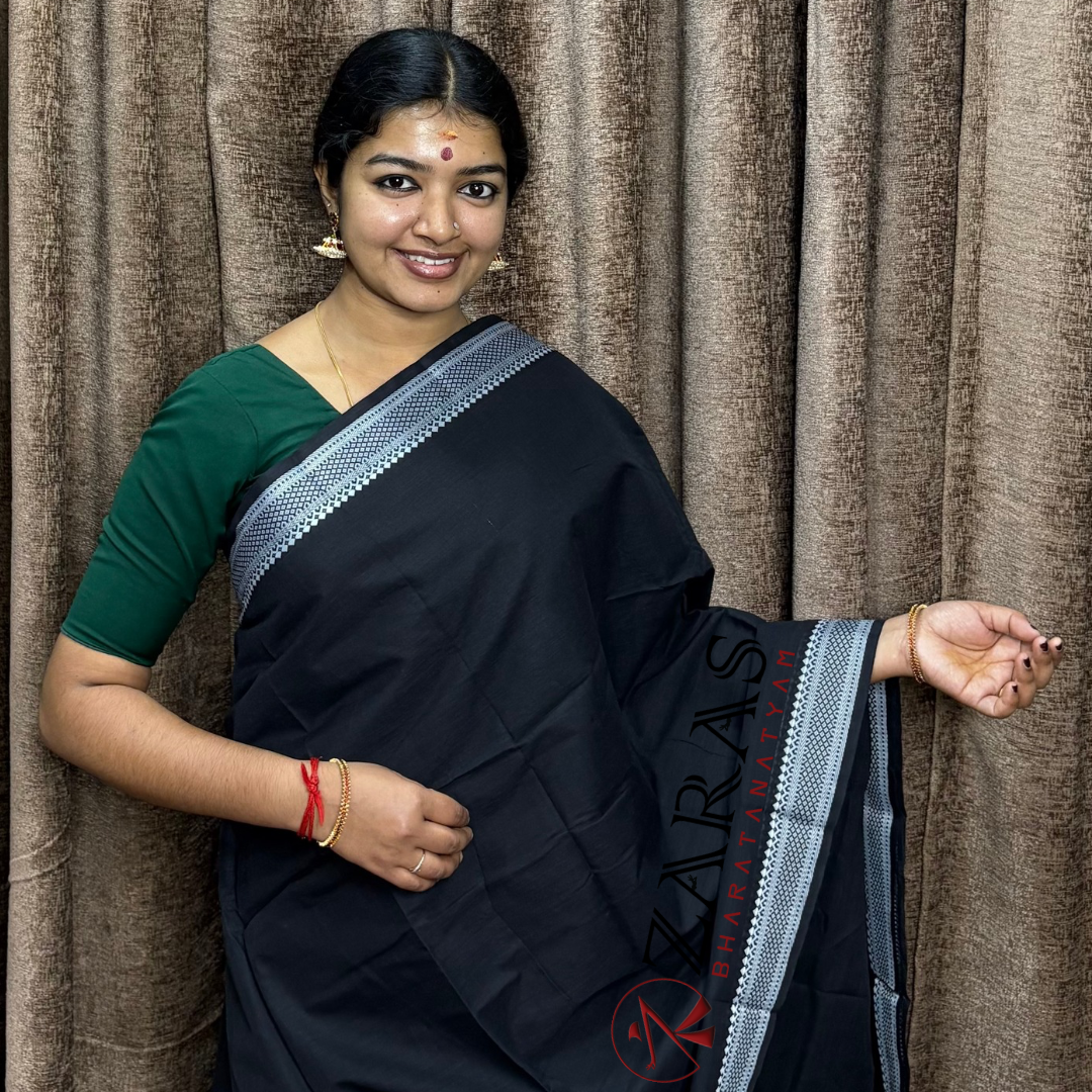 Bharatanatyam Dance Practice Saree - Black N White S Gopuram Diamond image 0