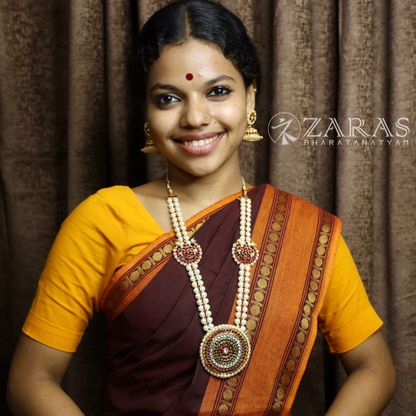 Bharatanatyam Dance Jewellery - Round & 2 Moon RG kemp Beads Haaram / Long Chain image 1