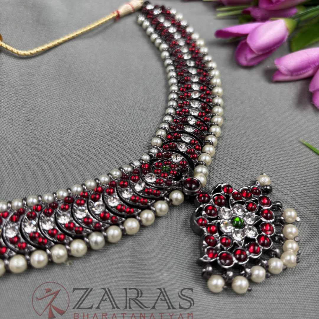 Bharatanatyam Dance Jewellery Black - Necklace B C Leaf RG Kemp Beads image 2