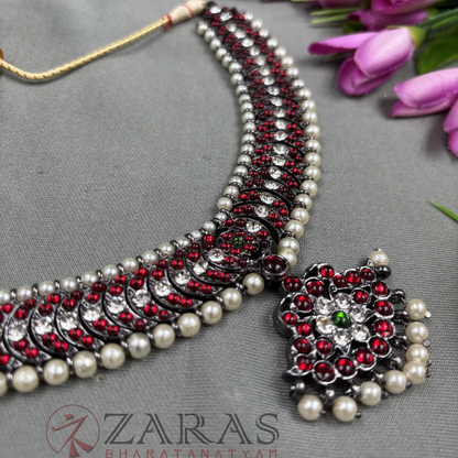 Bharatanatyam Dance Jewellery Black - Necklace B C Leaf RG Kemp Beads image 2
