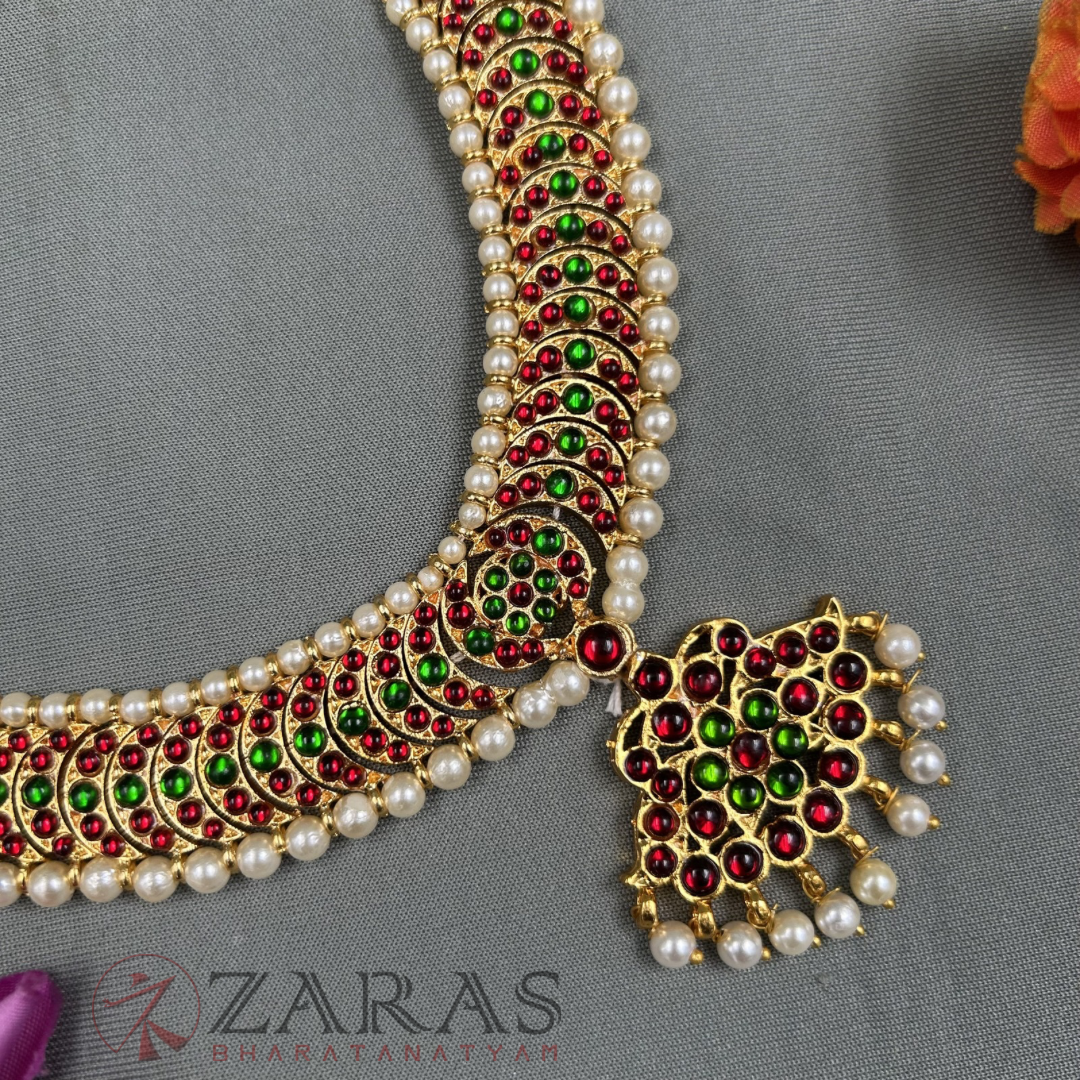 Bharatanatyam Dance Jewellery Necklace - S Flower Leaf RG Kemp CS Beads image 2