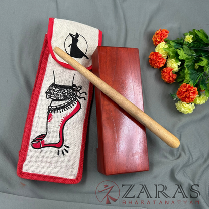 Bharatanatyam Dance Class Instruments - Thattu Manai Set / Thattu Kali POLISHED & Jute Bag Combo image 2