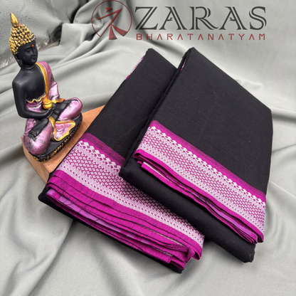 Bharatanatyam Dance Practice Saree - Black with Purple S Gopuram Diamond image 2