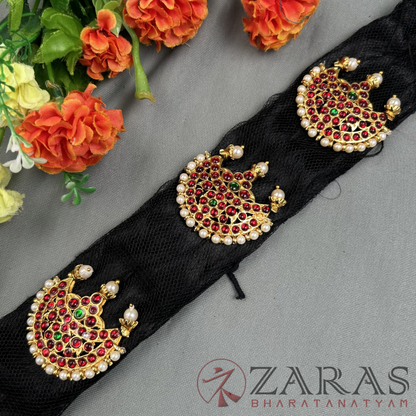 Bharatanatyam Dance Jewellery - Kemp Jada Set Flower with Hair Kunjalam image 1