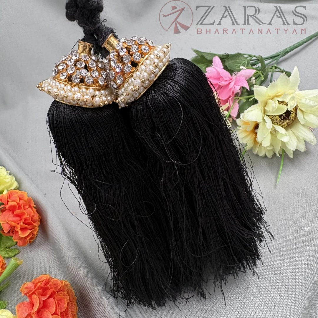 Bharatanatyam Dance Jewellery - Stone Kunjalam 3 Line Hair Type image 1