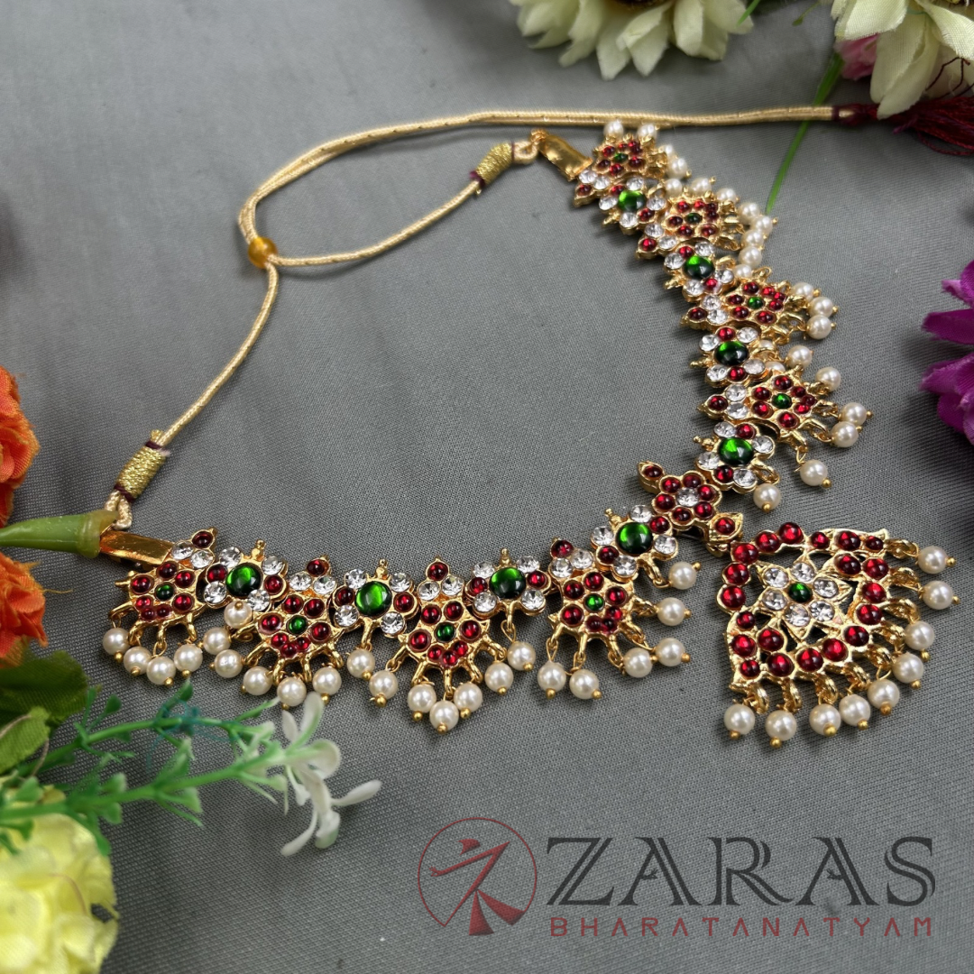 Bharatanatyam Dance Jewellery Necklace - Flower RG Kemp Beads image 1