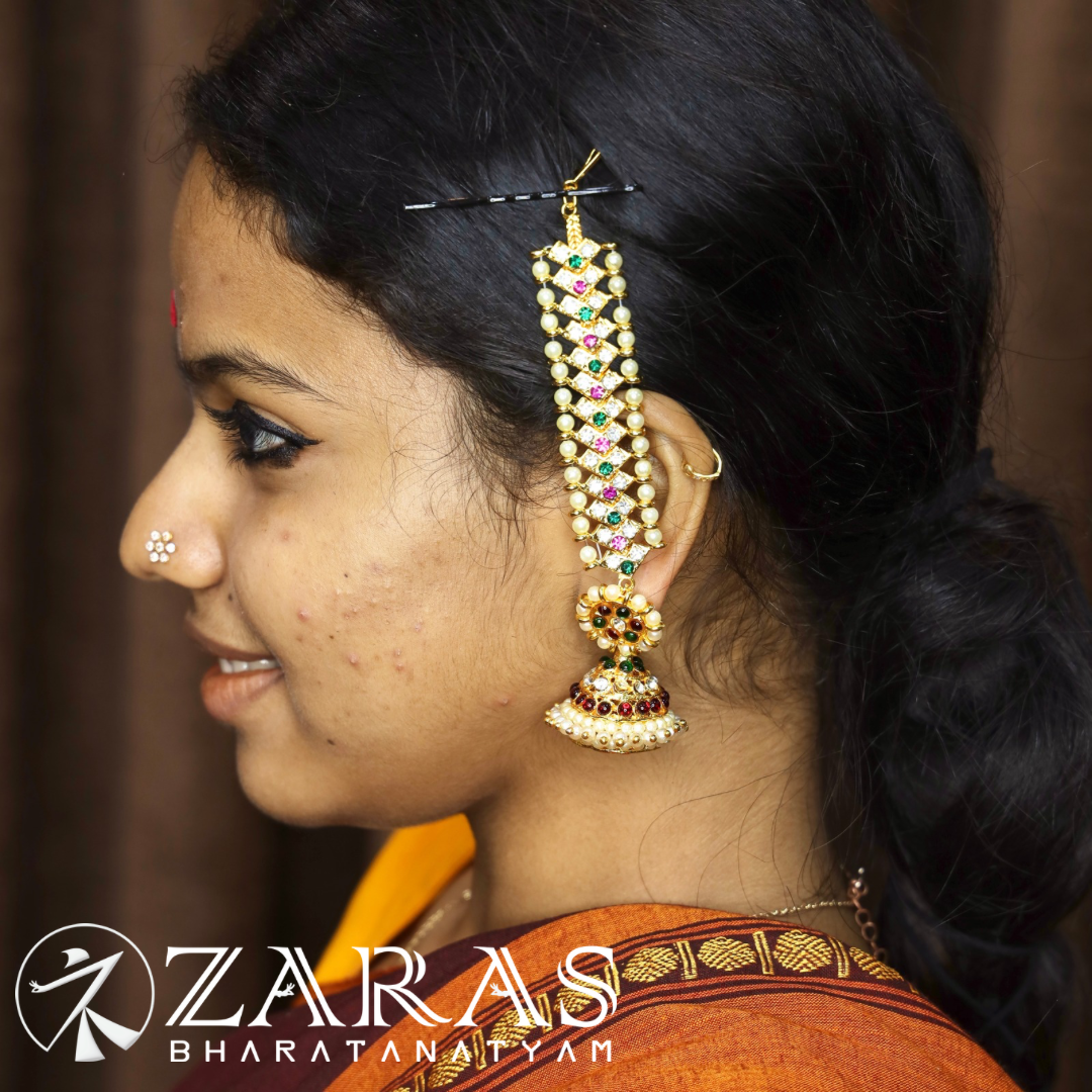Bharatanatyam Dance Jewellery - V Maatal Green Pink White Stone image 1