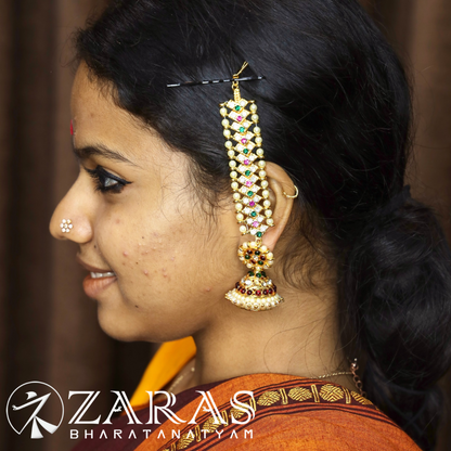 Bharatanatyam Dance Jewellery - V Maatal Green Pink White Stone image 1