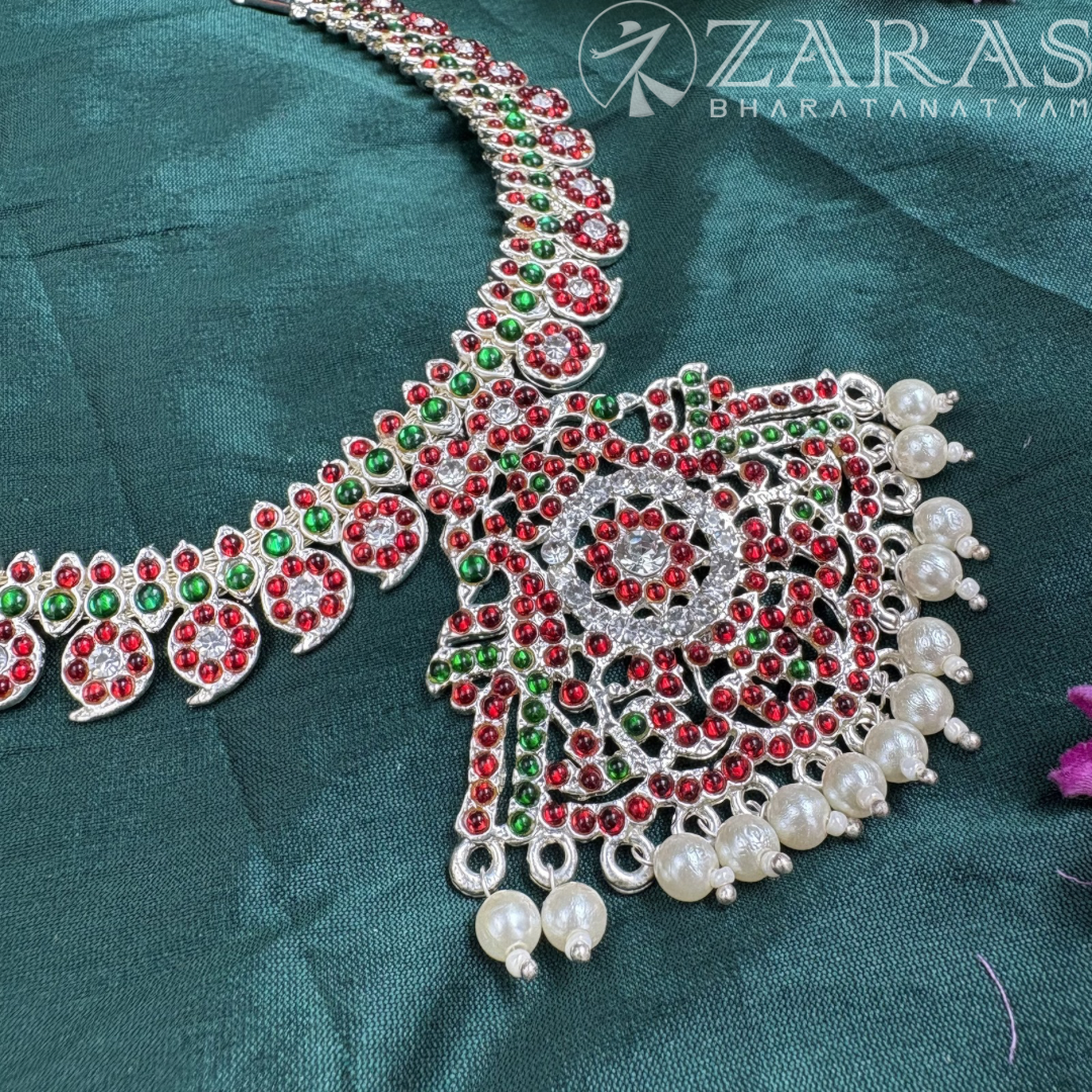 Bharatanatyam Dance Silver Jewellery - Manga Necklace RG Kemp Stone image 1