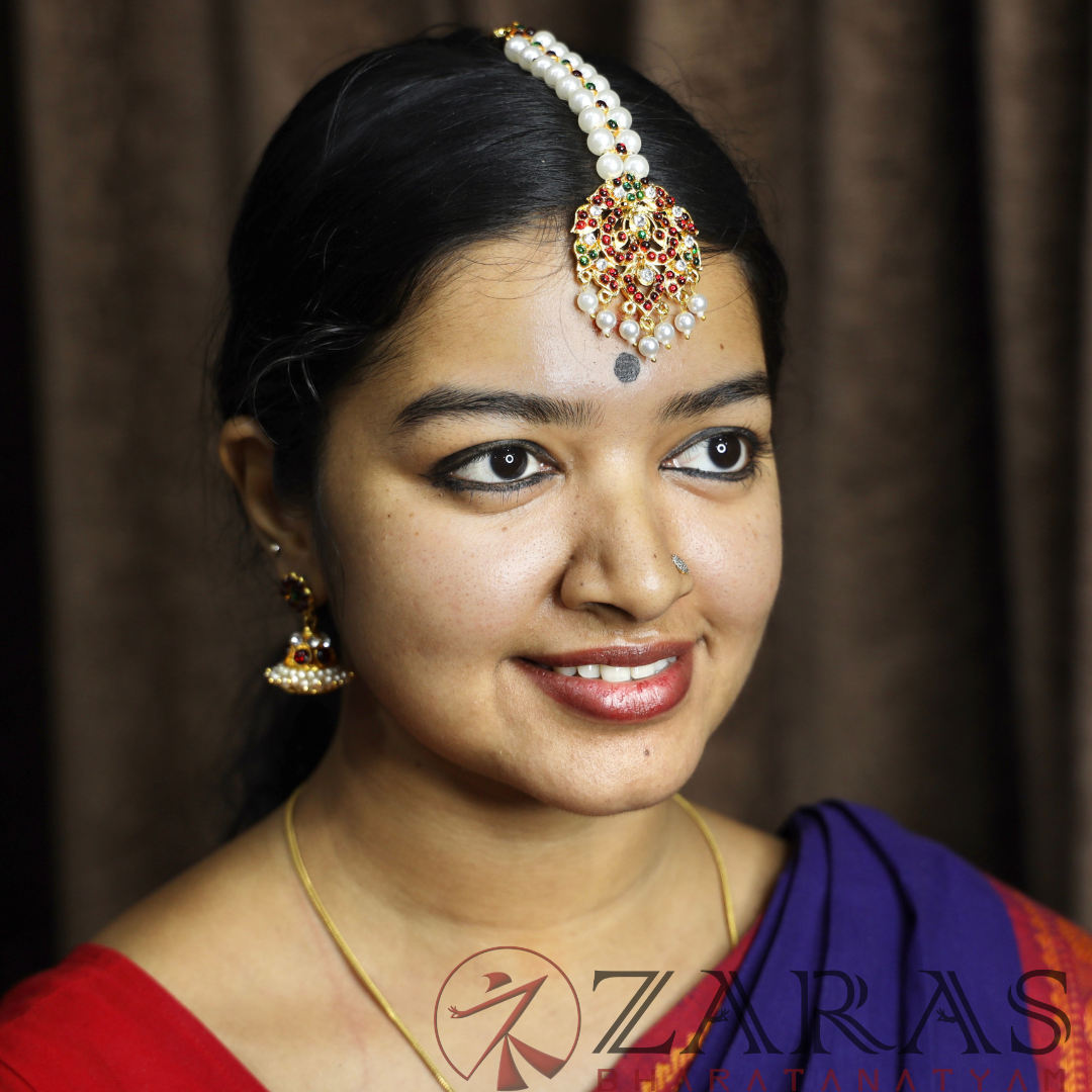 Bharatanatyam Dance Jewellery - Leaf RG Kemp Netti Chutti Bo 2 Line Pearls image 1