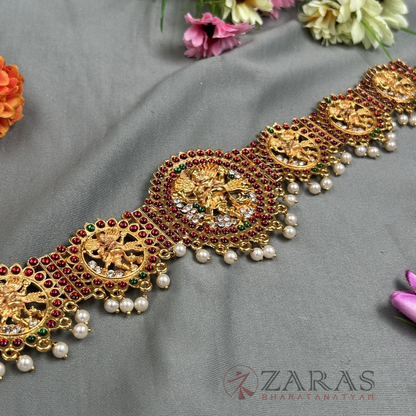 Bharatanatyam Dance Jewellery - Nadaraj Hip Belt RGS Kemp (Ottiyanam) image 2