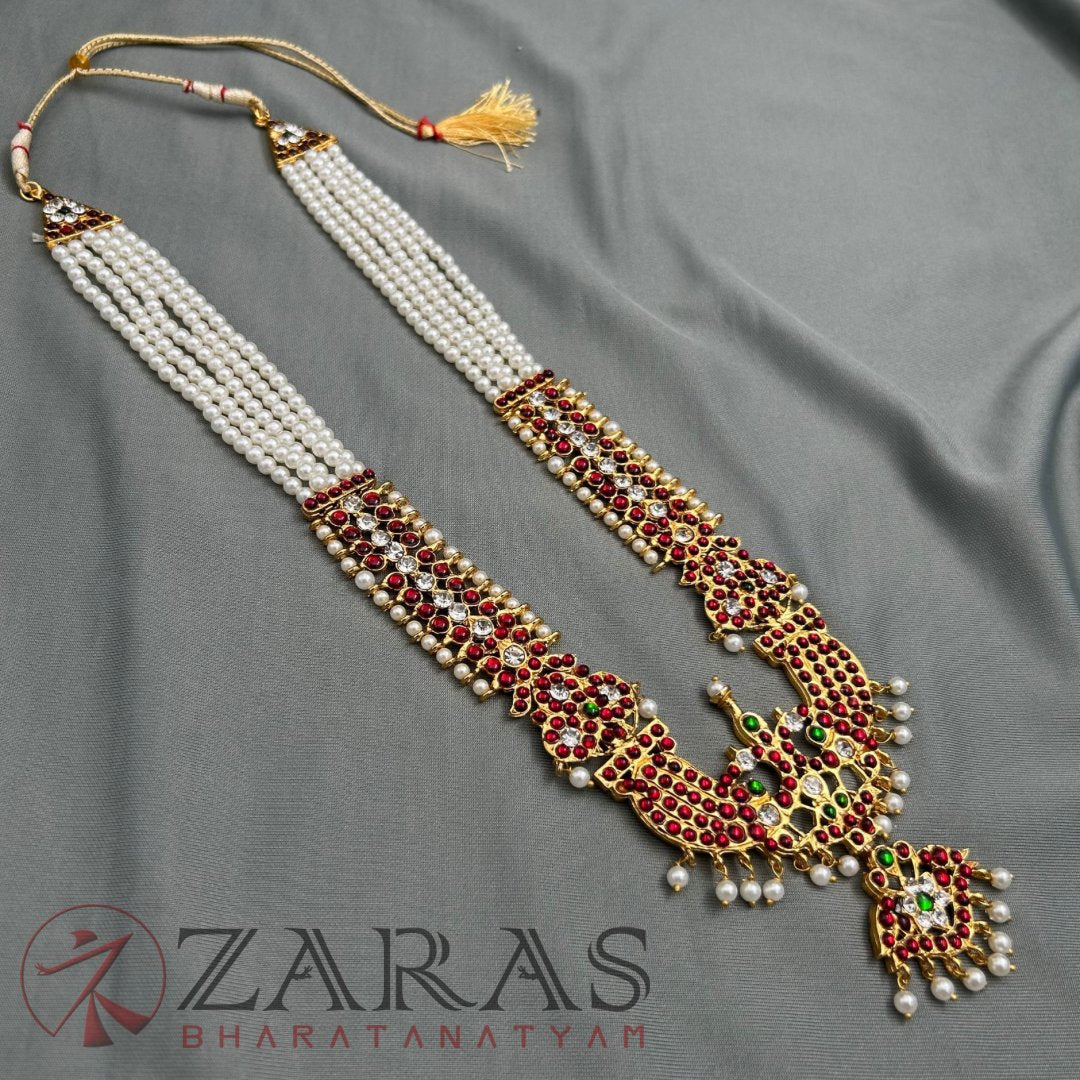 Bharatanatyam Dance Jewellery Haaram - 4 L Beads with Mee RG Kemp Padakam image 1
