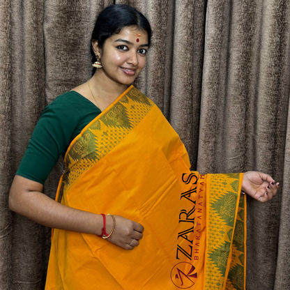 Bharatanatyam Dance Practice Saree - Mango Yellow GR Veena Border image 0