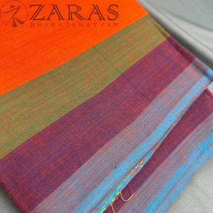 Bharatanatyam Dance Practice Saree - Orange Triple Border image 1