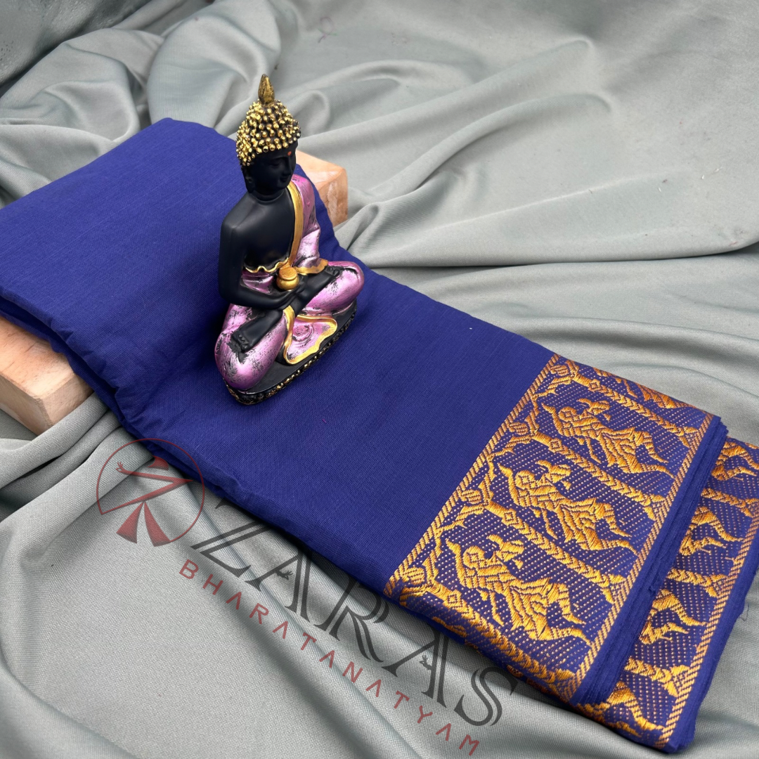 Bharatanatyam Dance Practice Saree - Royal Blue Doll Border image 0