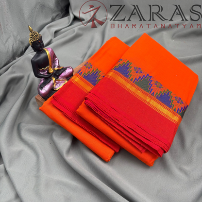 Bharatanatyam Dance Practice Saree - Orange OR Gopuram Border image 2