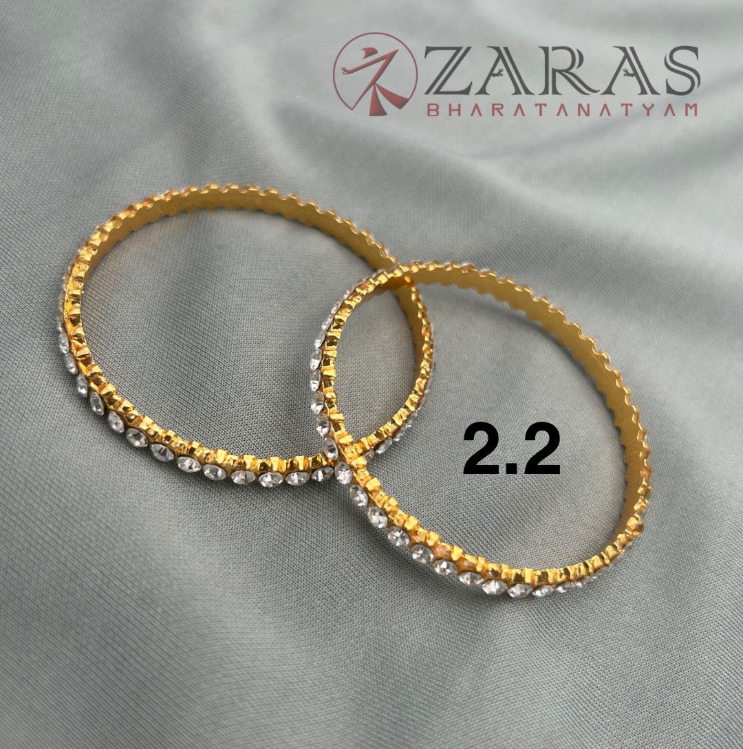 Bharatanatyam Dance Jewellery - Bangles Single Line White Stone