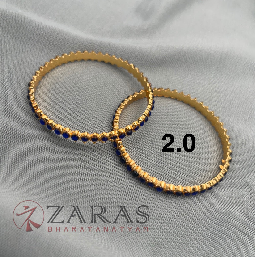 Bharatanatyam Dance Jewellery - Bangles Single Line BLue Kemp