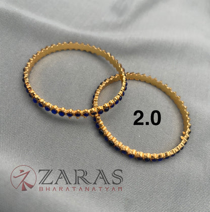 Bharatanatyam Dance Jewellery - Bangles Single Line BLue Kemp