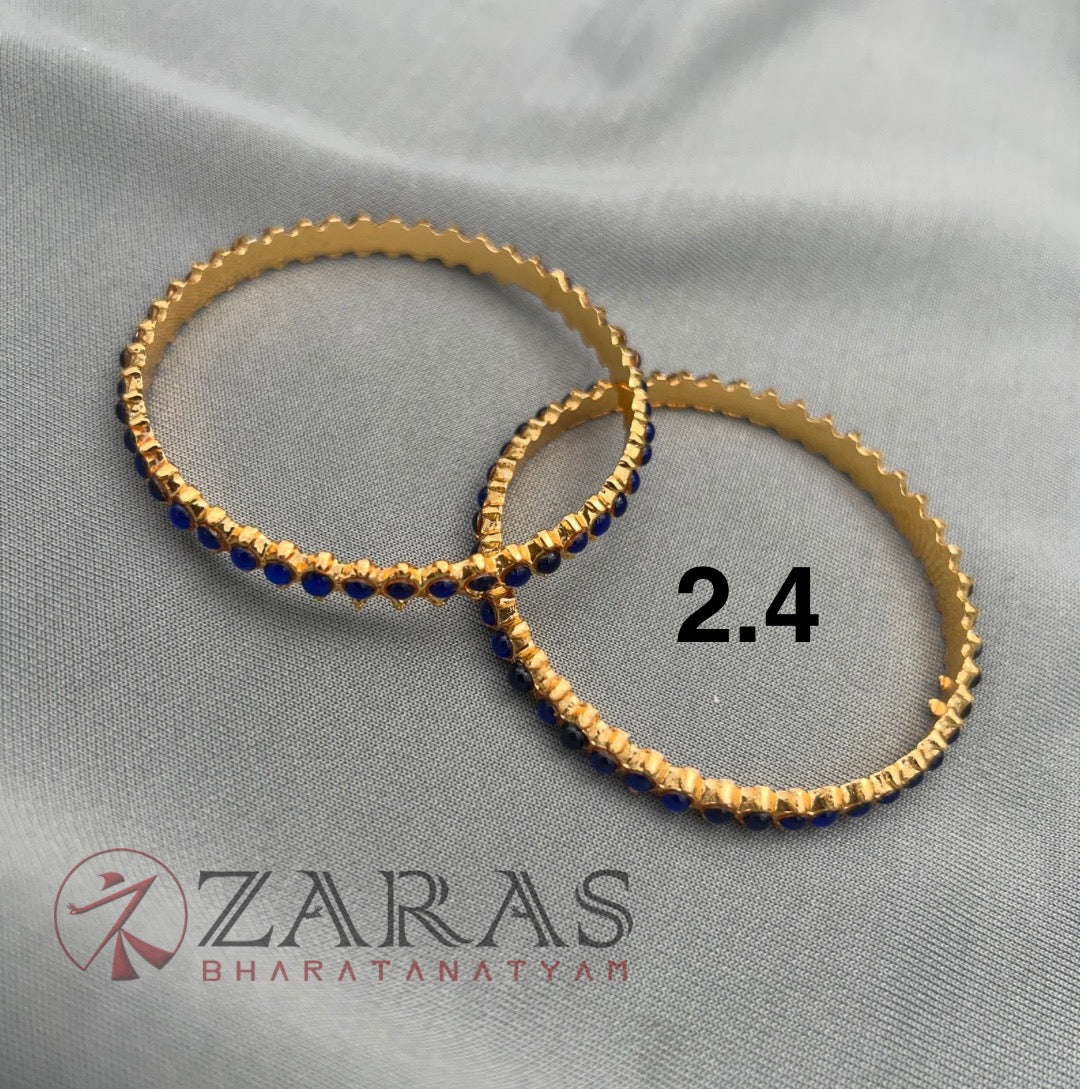 Bharatanatyam Dance Jewellery - Bangles Single Line BLue Kemp