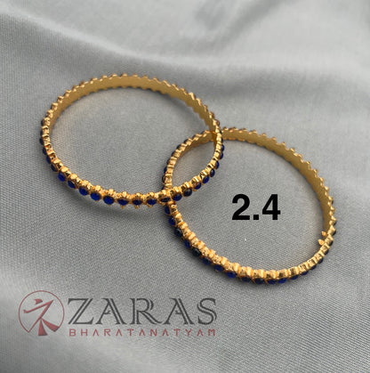 Bharatanatyam Dance Jewellery - Bangles Single Line BLue Kemp