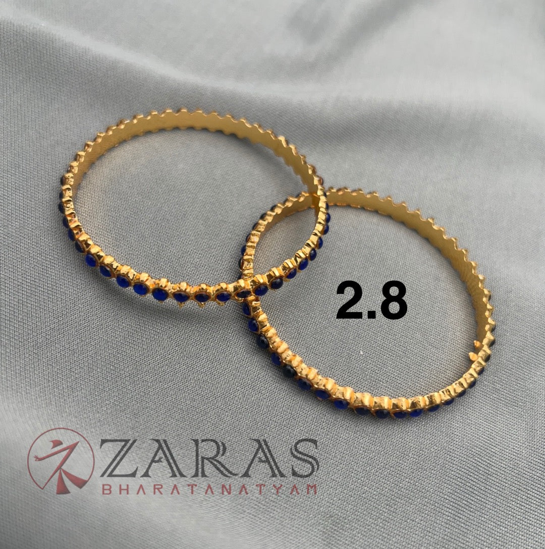 Bharatanatyam Dance Jewellery - Bangles Single Line BLue Kemp