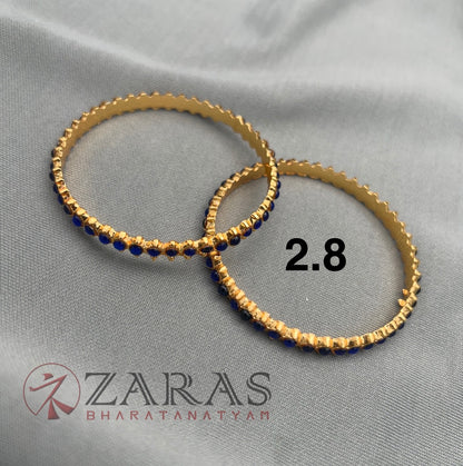 Bharatanatyam Dance Jewellery - Bangles Single Line BLue Kemp