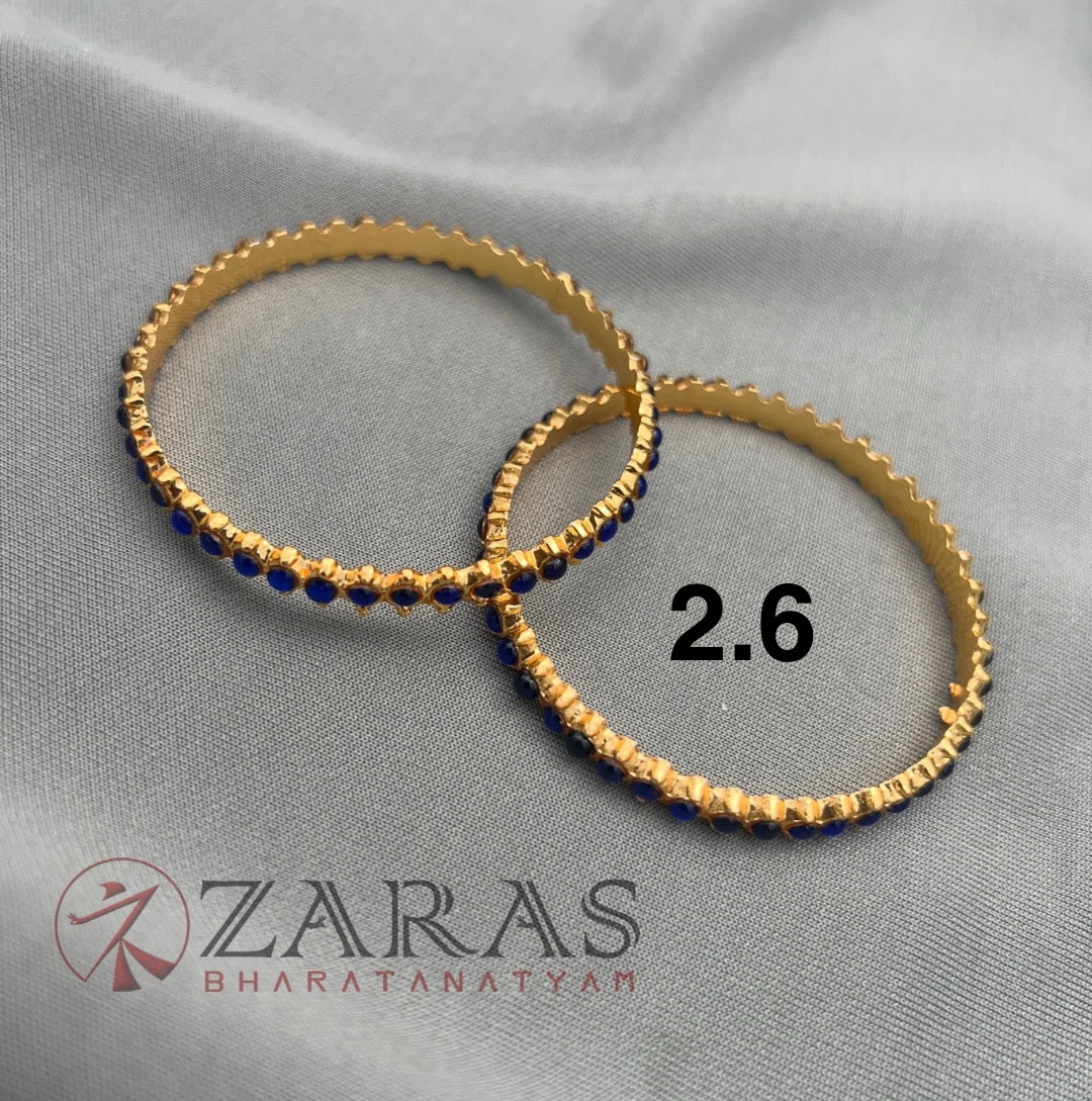 Bharatanatyam Dance Jewellery - Bangles Single Line BLue Kemp