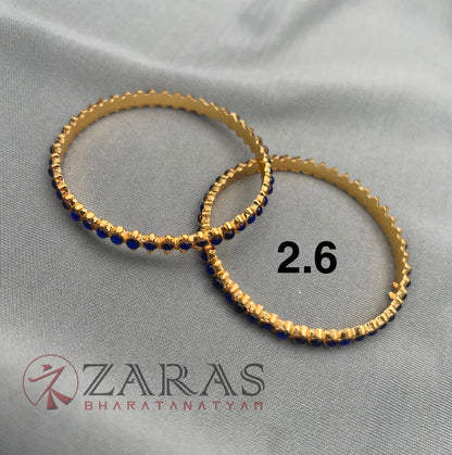 Bharatanatyam Dance Jewellery - Bangles Single Line BLue Kemp