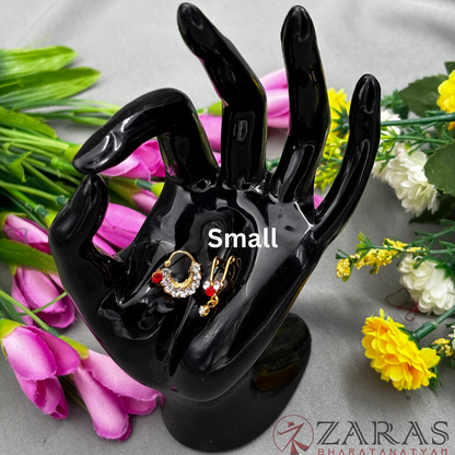 Bharatanatyam Dance Jewellery - Nathu Bullaku White & Red Stones (Small and Big Size)