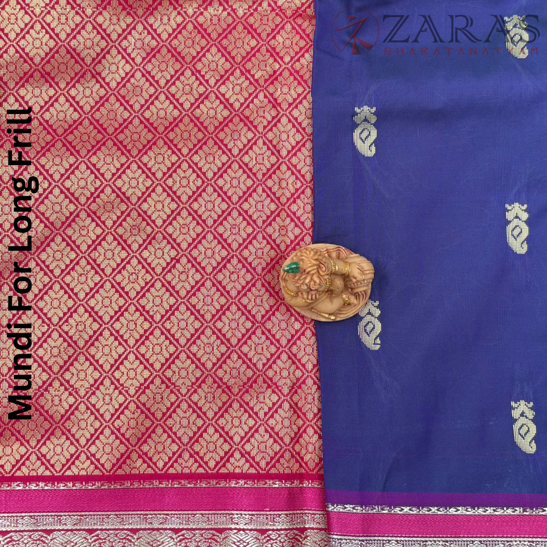 Art Silk Saree + Costume Stitching Readymade (D Blue with Pink)