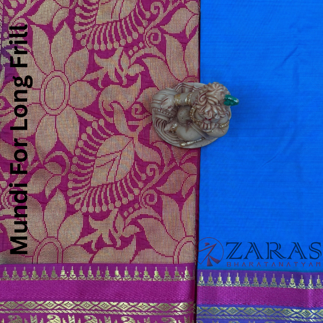 Art Silk Saree + Costume Stitching Readymade (L Blue with Pink)