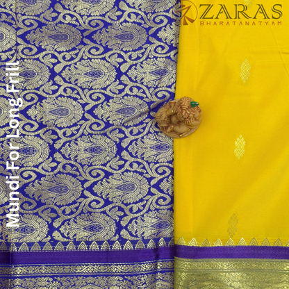 Art Silk Saree + Costume Stitching Readymade (L Yellow with Violet)