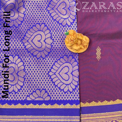 Art Silk Saree + Costume Stitching Readymade (Wine with Blue)