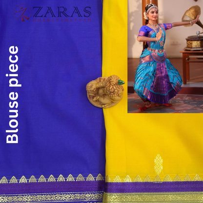 Art Silk Saree + Costume Stitching Readymade (L Yellow with Violet)