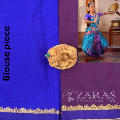 Art Silk Saree + Costume Stitching Readymade (Wine with Blue)