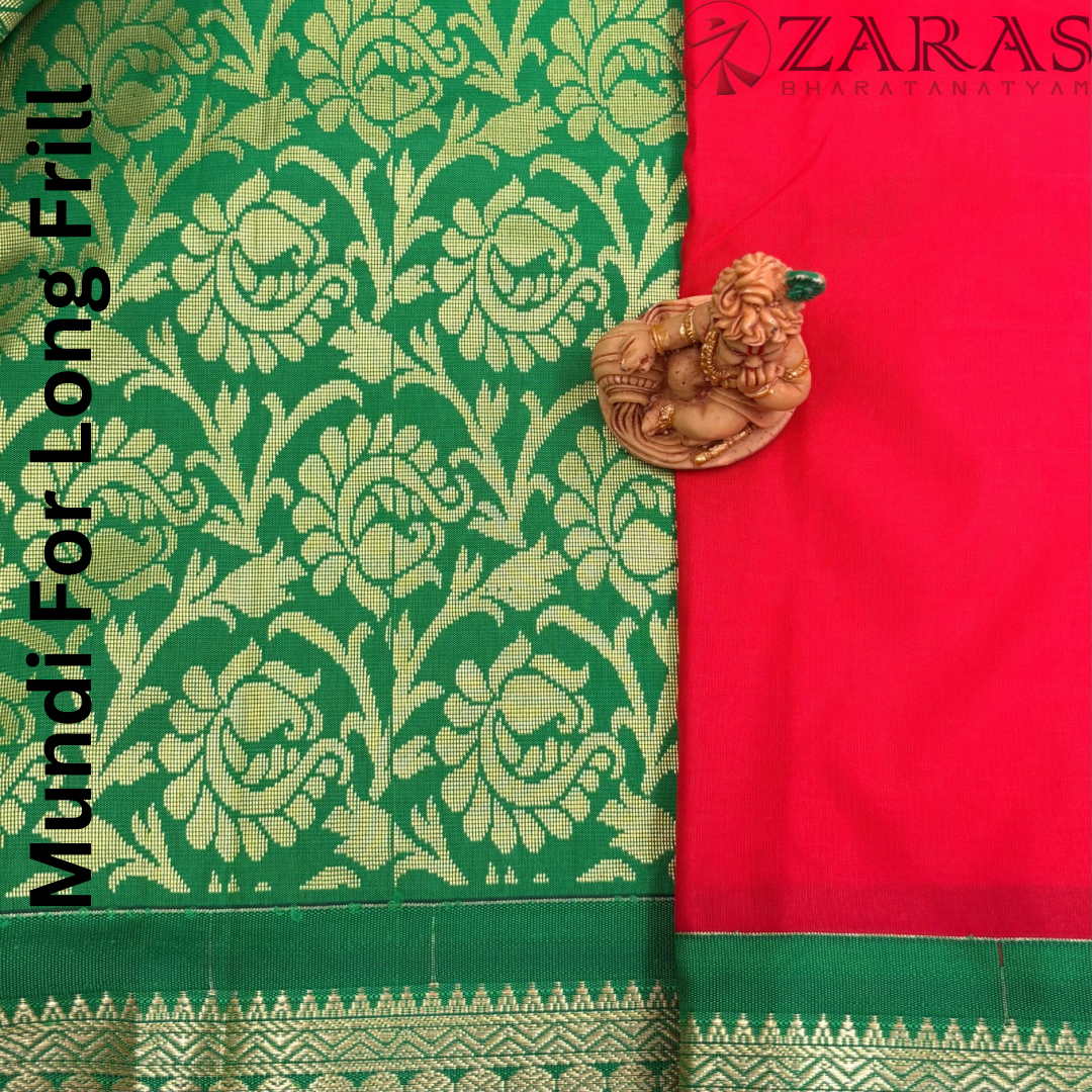 Art Silk Saree + Costume Stitching Readymade (Red with Green)