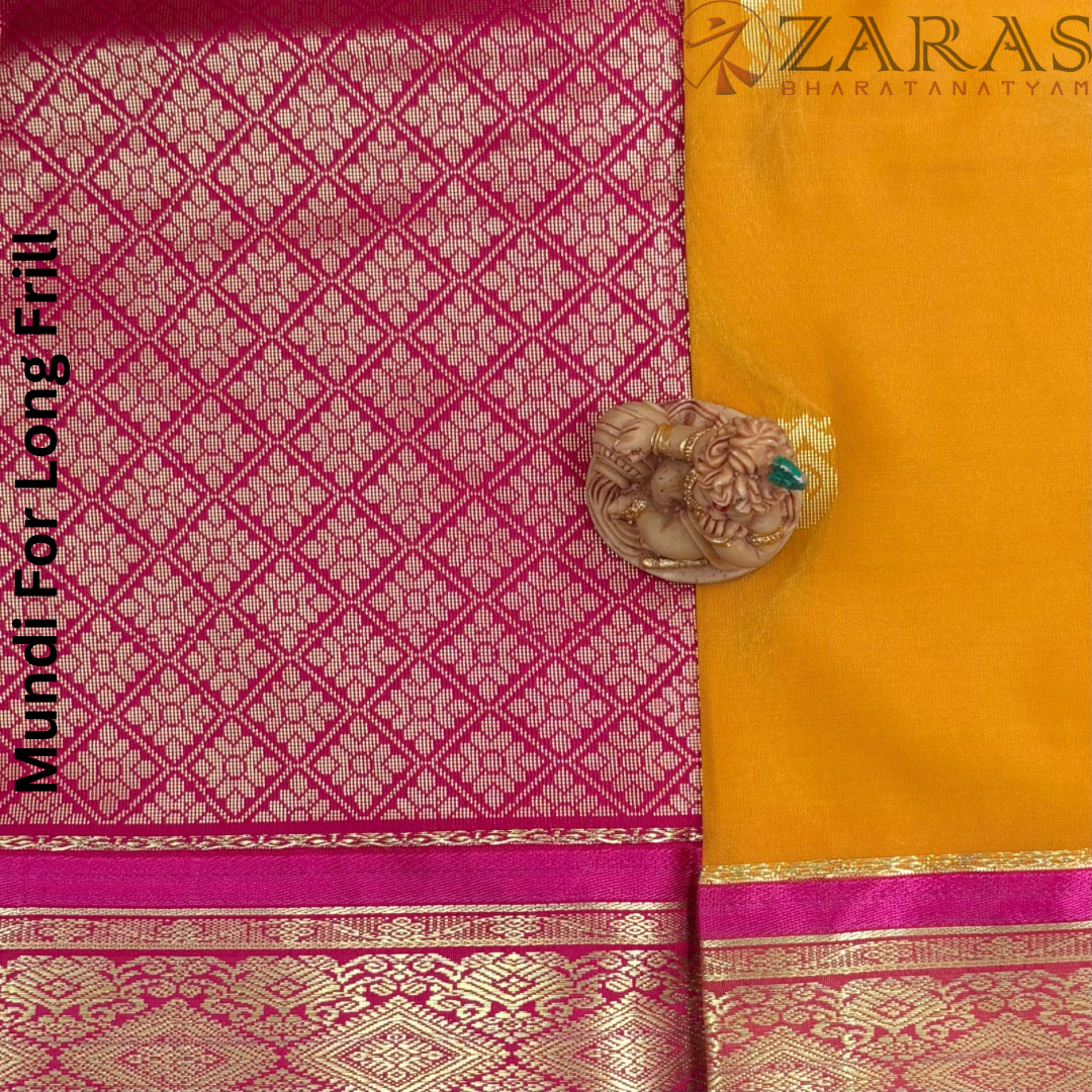 Art Silk Saree + Costume Stitching Readymade (M Yellow with Pink)