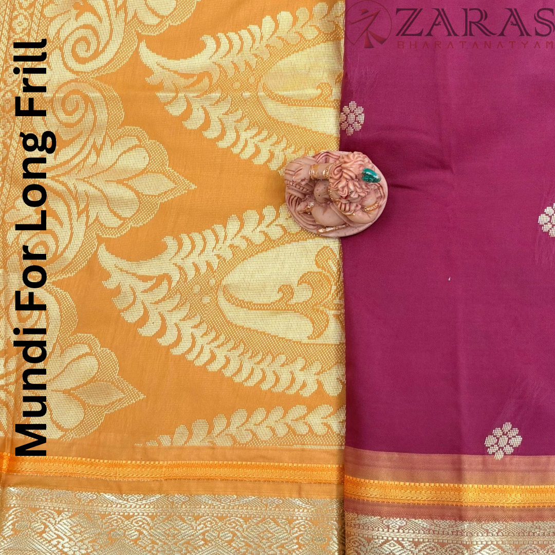 Art Silk Saree + Costume Stitching Readymade (Maroon with Yellow)