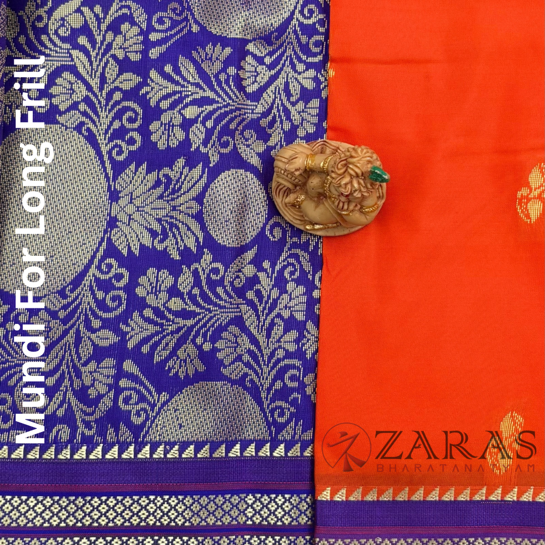 Art Silk Saree + Costume Stitching Readymade (Orange with Violet)